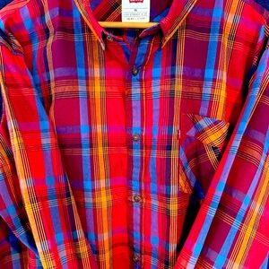 Levi's Vibrant Red and Blue Plaid Shirt